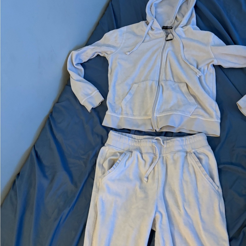 Kids White Hoodie and Sweatpants Set